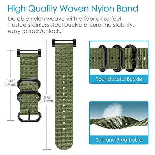 FINTIE Nylon Sport Band Compatible with Suunto Core Watch | Olive, 24mm Width, Adjustable (143mm-217mm Wrist) thumbnail 4