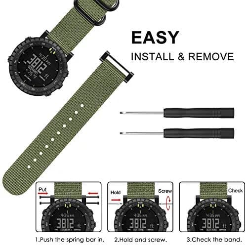 FINTIE Nylon Sport Band Compatible with Suunto Core Watch | Olive, 24mm Width, Adjustable (143mm-217mm Wrist) thumbnail 5