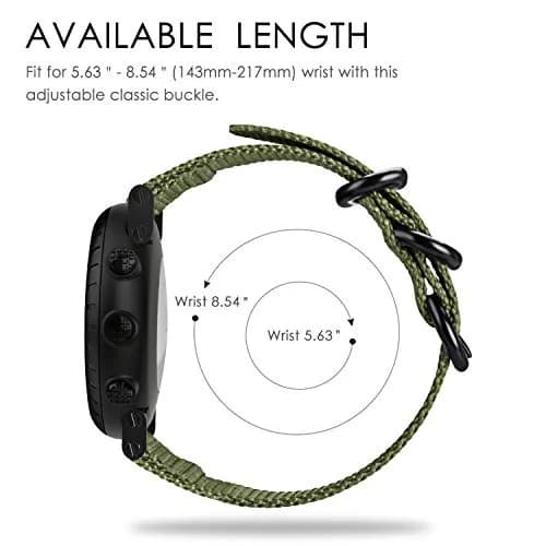 FINTIE Nylon Sport Band Compatible with Suunto Core Watch | Olive, 24mm Width, Adjustable (143mm-217mm Wrist) thumbnail 6