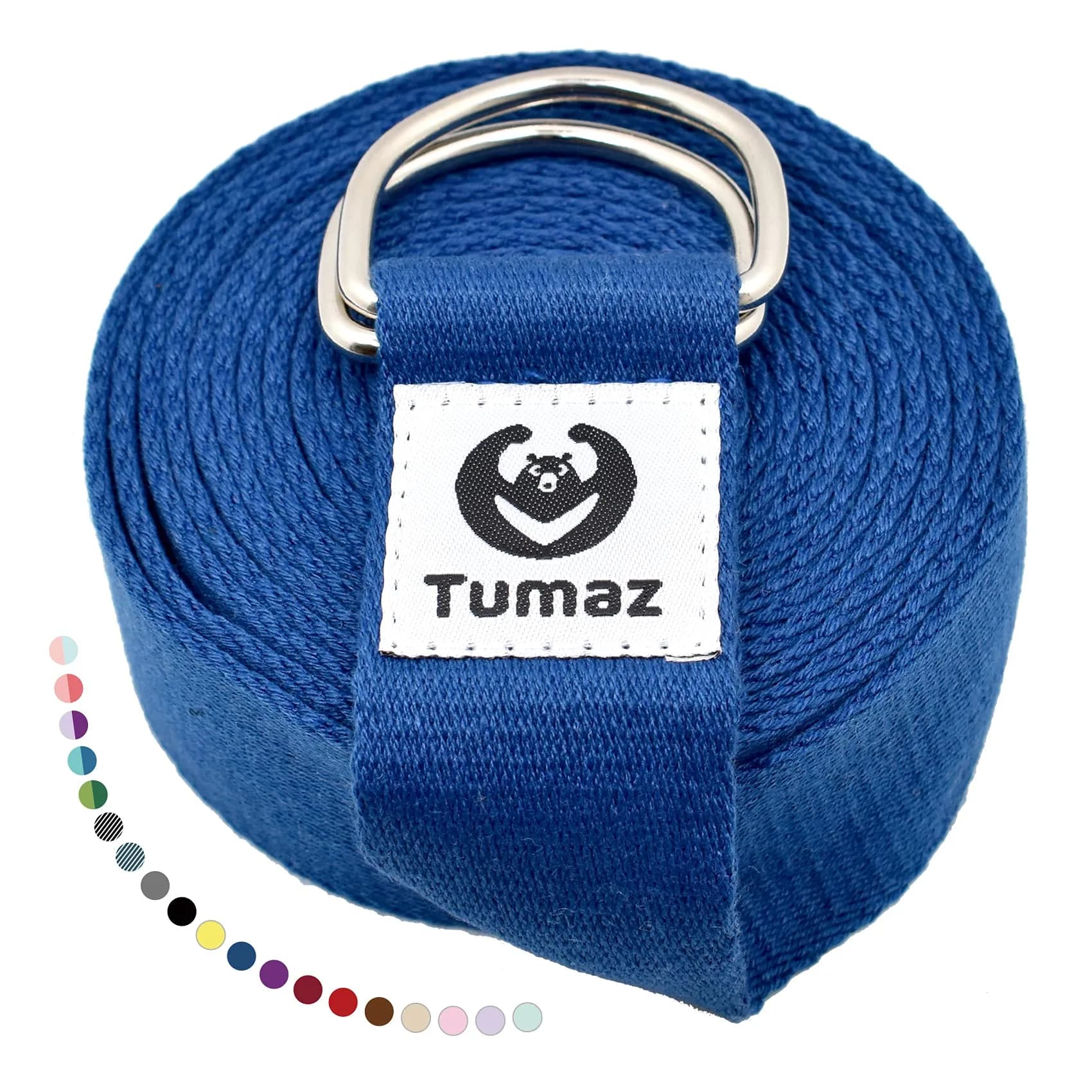 Tumaz Yoga Strap for Stretching with Adjustable D-Ring, 10 Feet | Durable, Safe & Comfortable for Daily Yoga & Therapy — 10. Classic Blue / 10 Feet (with Storage Band)