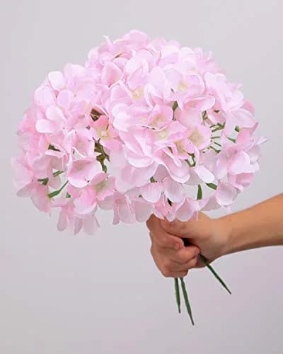LUSHIDI Silk Hydrangea Heads with Stems 10PCS | Elegant Artificial Flowers for Wedding & Home Decor thumbnail 2