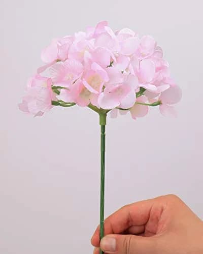 LUSHIDI Silk Hydrangea Heads with Stems 10PCS | Elegant Artificial Flowers for Wedding & Home Decor thumbnail 3