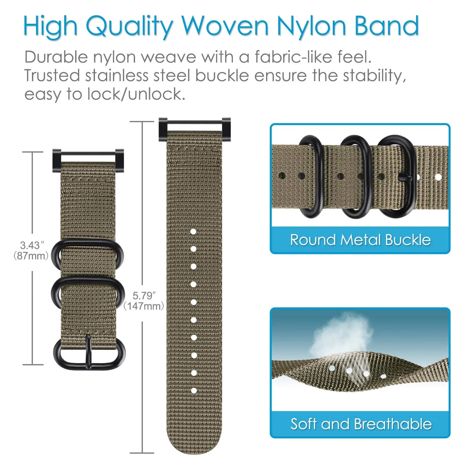 FINTIE Nylon Sport Band Compatible with Suunto Core 24mm (0.94in) | Breathable & Adjustable Replacement Strap - view 4