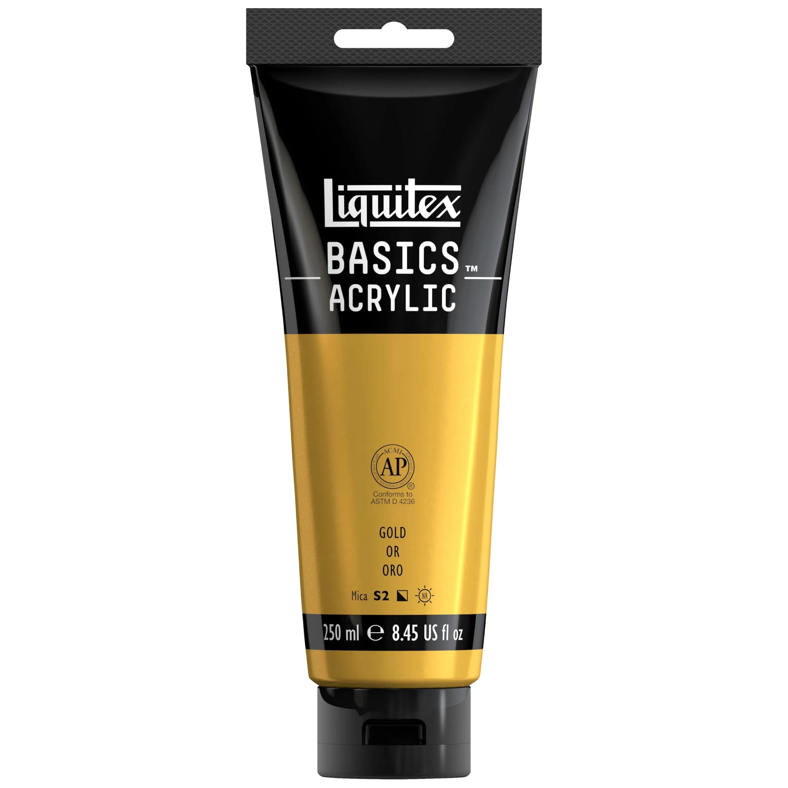 Liquitex BASICS Acrylic Paint, 8.5-oz Tube, Gold | Lightfast, Satin Finish, Artist-Quality Pigments