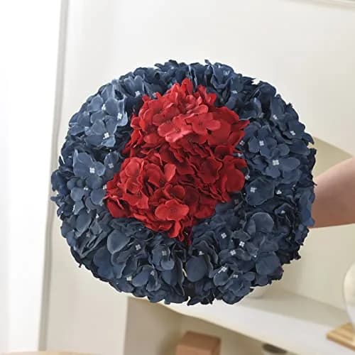 LUSHIDI Red 10PCS Silk Hydrangea Flower Heads with Stems | Realistic Style Artificial Flowers for Decor thumbnail 5
