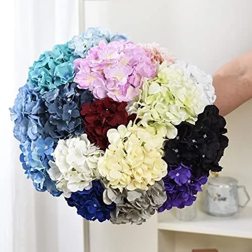 LUSHIDI Red 10PCS Silk Hydrangea Flower Heads with Stems | Realistic Style Artificial Flowers for Decor thumbnail 6