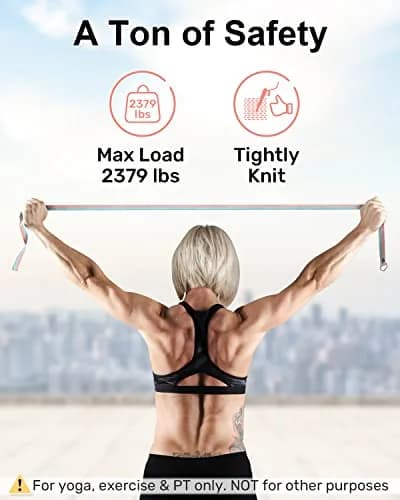 Tumaz Yoga Strap for Stretching with Adjustable D-Ring, 8 Feet | Durable, Safe & Colorful for Daily Yoga & Therapy thumbnail 6