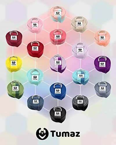 Tumaz Yoga Strap for Stretching with Adjustable D-Ring, 8 Feet | Durable, Safe & Colorful for Daily Yoga & Therapy thumbnail 8