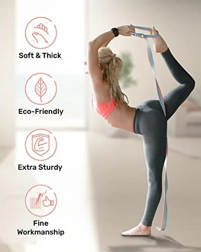 Tumaz Yoga Strap for Stretching with Adjustable D-Ring, 8 Feet | Durable, Safe & Colorful for Daily Yoga & Therapy thumbnail 3