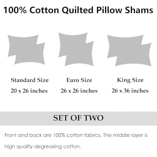 WINLIFE 100% Cotton Quilted Pillow Sham Floral Printed Pillow Cover Standard Size (Mineral Blue) | Breathable & Durable thumbnail 7