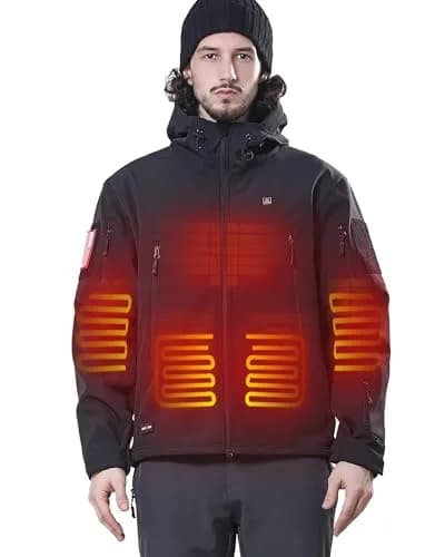 DEWBU Heated Jacket for Men with 12V Battery Pack | Water-Resistant Soft Shell Winter Coat (S) thumbnail 1