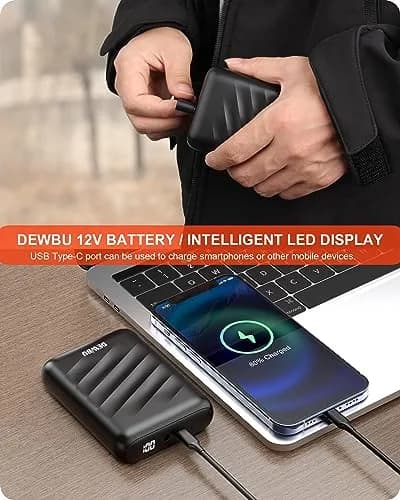 DEWBU Heated Jacket for Men with 12V Battery Pack, Grey, 3XL | 5 Heating Zones, Water Resistant, Winter Outdoor thumbnail 5