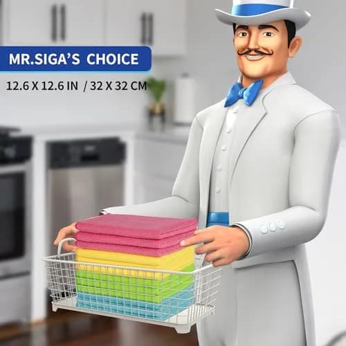 MR.SIGA Microfiber Cleaning Cloths, Streak Free Microfiber Towels, 12 Pack | 32x32cm (12.6x12.6") Assorted thumbnail 2