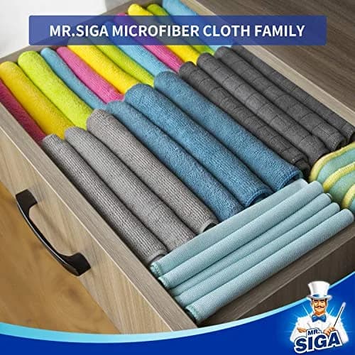 MR.SIGA Microfiber Cleaning Cloths, Streak Free Microfiber Towels, 12 Pack | 32x32cm (12.6x12.6") Assorted thumbnail 3