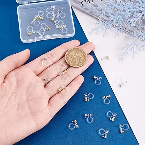 PH PandaHall 23pcs Transparent U Type Earring Converter Clips with Loops, Gold & Platinum thumbnail 4