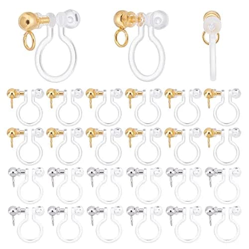 PH PandaHall 23pcs Transparent U Type Earring Converter Clips with Loops, Gold & Platinum thumbnail 1