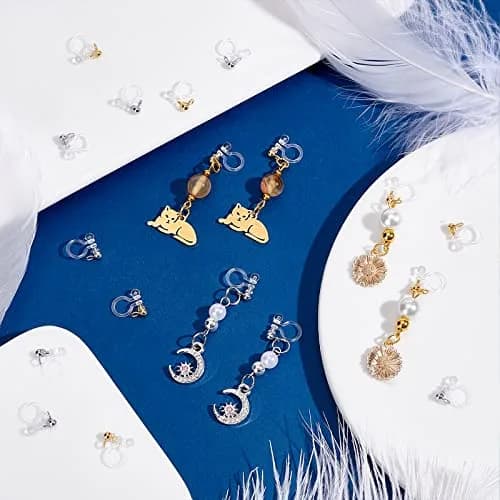 PH PandaHall 23pcs Transparent U Type Earring Converter Clips with Loops, Gold & Platinum thumbnail 2