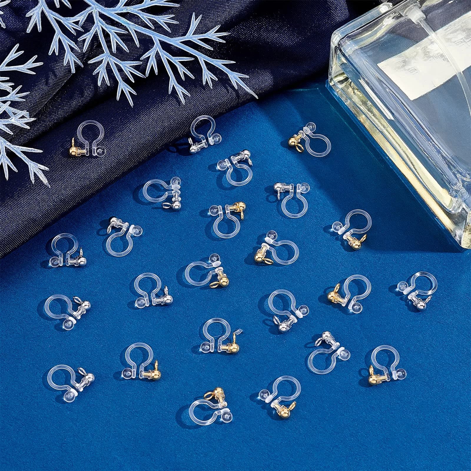 PH PandaHall 23pcs Transparent U Type Earring Converter Clips with Loops, Gold & Platinum - view 3