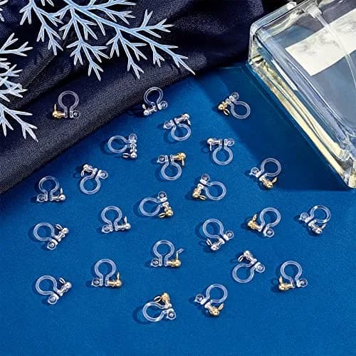 PH PandaHall 23pcs Transparent U Type Earring Converter Clips with Loops, Gold & Platinum thumbnail 3