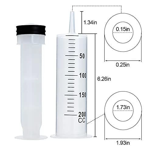 A AKRAF 200ml Syringe with 70cm Tube & Tip Adapter | Large Plastic Syringe for Labs & Refilling thumbnail 4