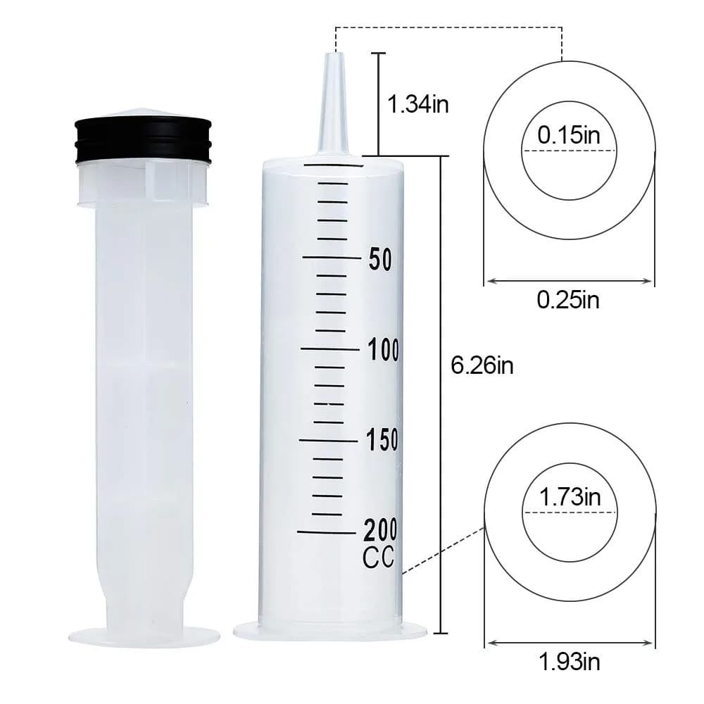 A AKRAF 200ml Syringe with 70cm Tube & Tip Adapter | Large Plastic Syringe for Labs & Refilling - view 4