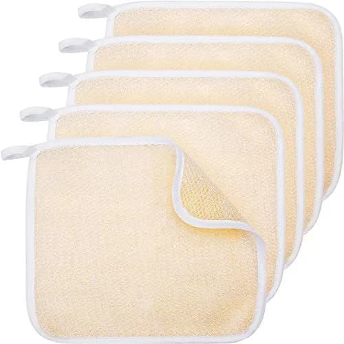 Tatuo 5 Pcs Exfoliating Washcloth Set | Dual-Sided Nylon Scrub & Soft Texture Towels thumbnail 1
