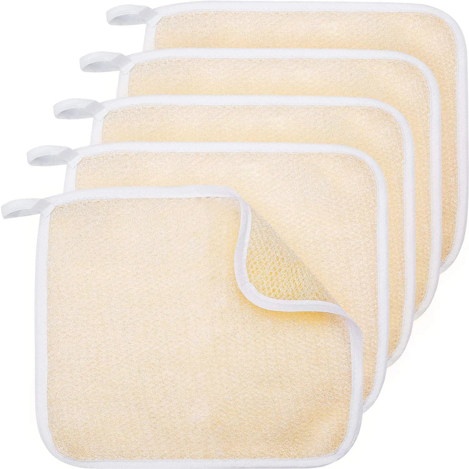 Tatuo 5 Pcs Exfoliating Washcloth Set | Dual-Sided Nylon Scrub & Soft Texture Towels - main product image