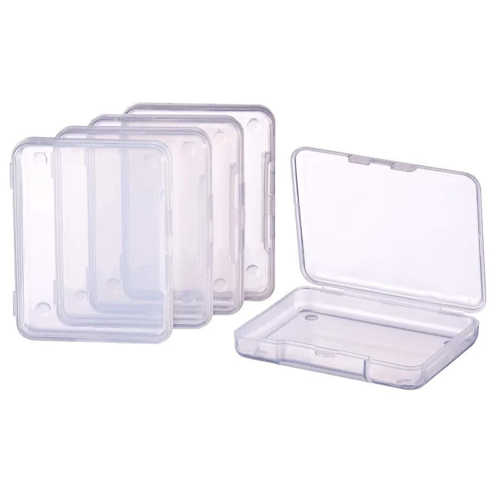 BENECREAT 18 Pack Clear Plastic Storage Containers 6.8cm x 5.2cm x 1.1cm | Stackable Drawer Organizers with Hinged Lid