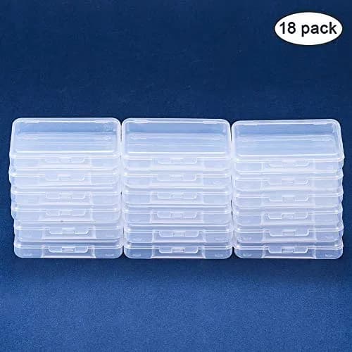 BENECREAT 18 Pack Clear Plastic Storage Containers 6.8cm x 5.2cm x 1.1cm | Stackable Drawer Organizers with Hinged Lid thumbnail 2