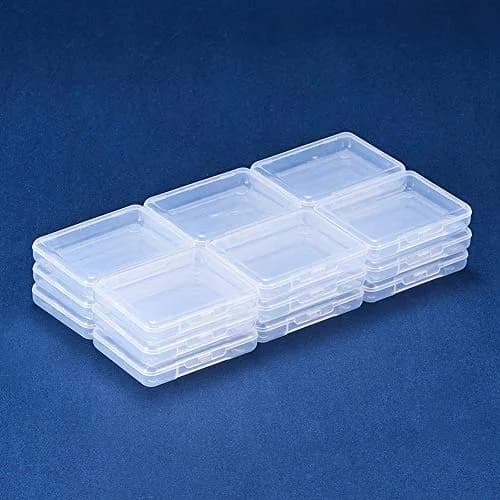 BENECREAT 18 Pack Clear Plastic Storage Containers 6.8cm x 5.2cm x 1.1cm | Stackable Drawer Organizers with Hinged Lid thumbnail 4
