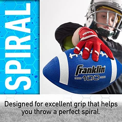 Franklin Sports Grip-Rite 100 Junior Football - Blue | Official Junior Size 10" x 6" Rubber Ball thumbnail 5