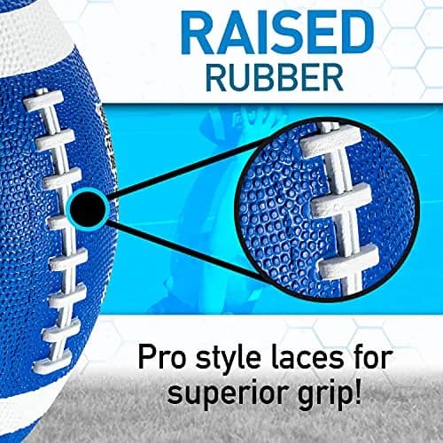Franklin Sports Grip-Rite 100 Junior Football - Blue | Official Junior Size 10" x 6" Rubber Ball thumbnail 4