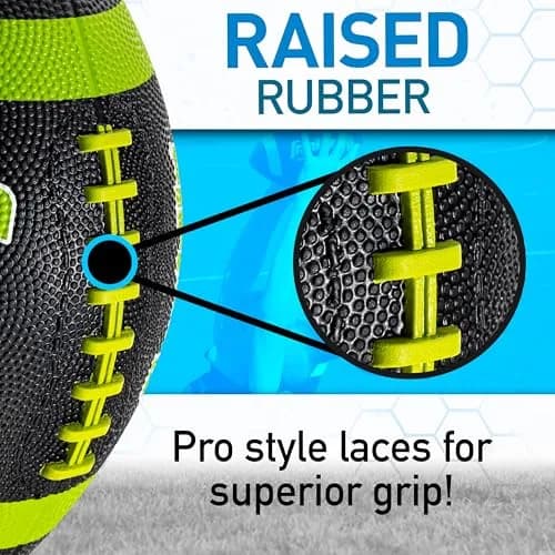 Franklin Sports Grip-Rite 100 Junior Football - Lime | Official Junior Size 10" x 6" Rubber Ball thumbnail 4