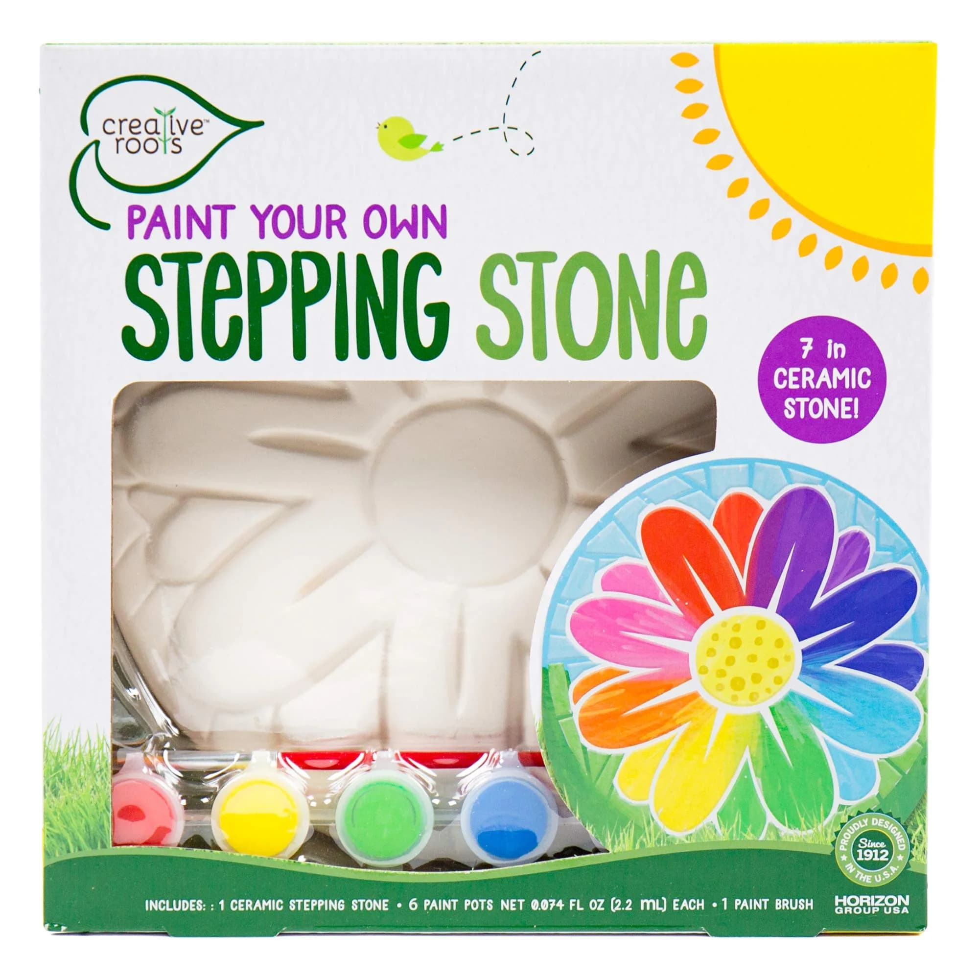 Creative Roots Mosaic Flower Garden Stepping Stone Kit | USA Imported Craft for Kids Ages 6+ - main product image