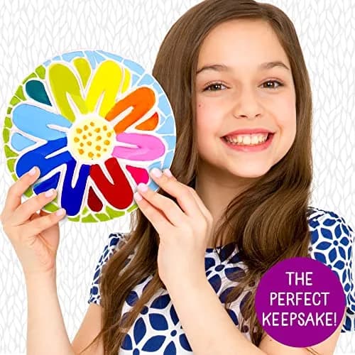 Creative Roots Mosaic Flower Garden Stepping Stone Kit 7-Inch Ceramic Stone | DIY Craft Kit for Kids Ages 6+ thumbnail 5