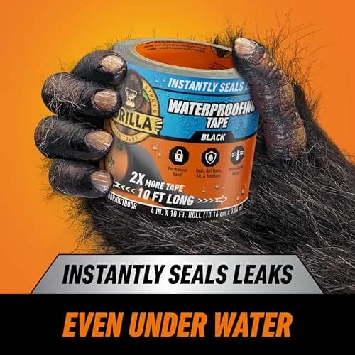 Gorilla Waterproof Patch & Seal Tape Black 4" x 10' (10 ft x 4 in) | Seals Water, Air, Moisture Permanently thumbnail 2