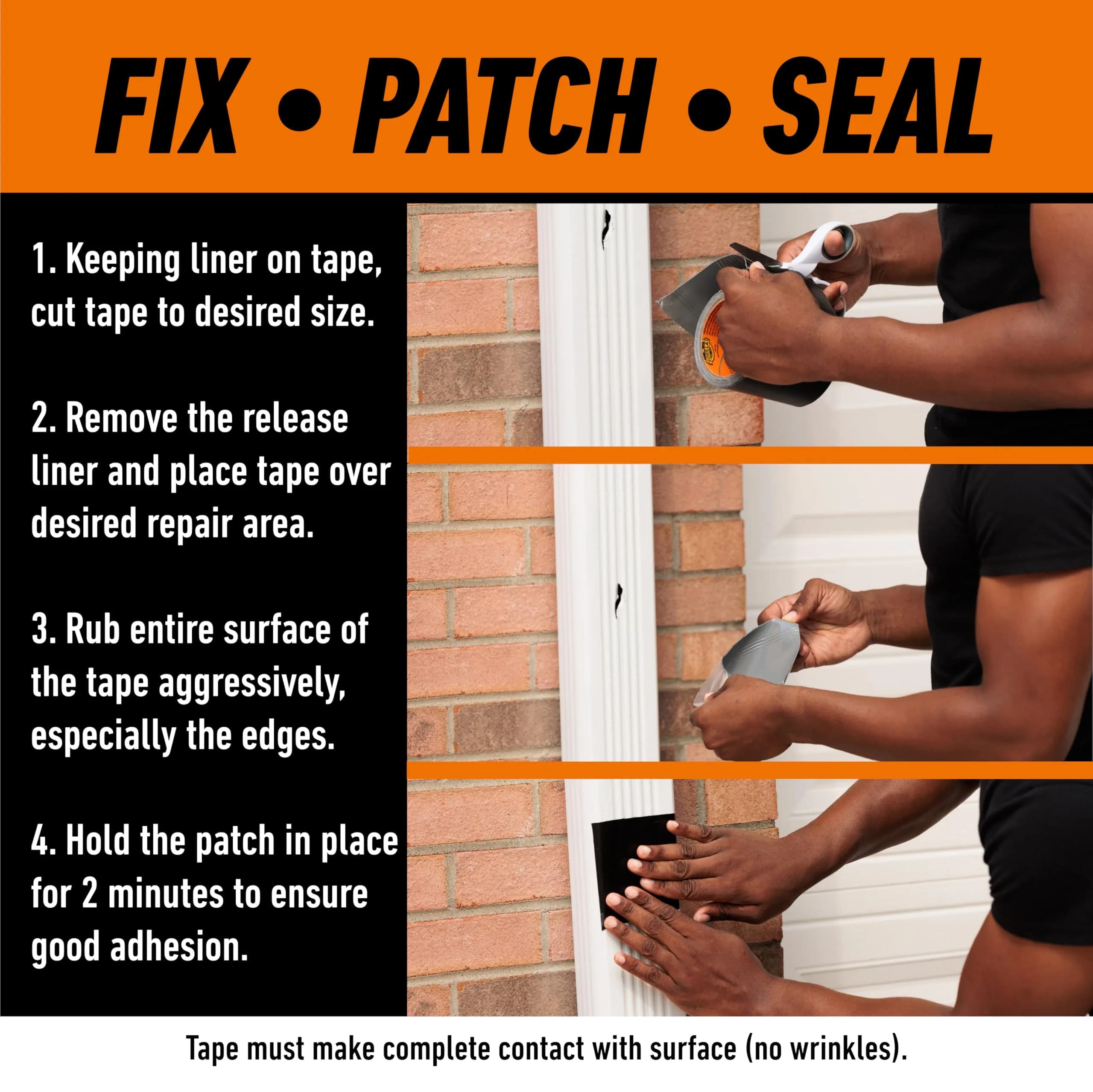 Gorilla Waterproof Patch & Seal Tape Black 4" x 10' (10 ft x 4 in) | Seals Water, Air, Moisture Permanently - view 4