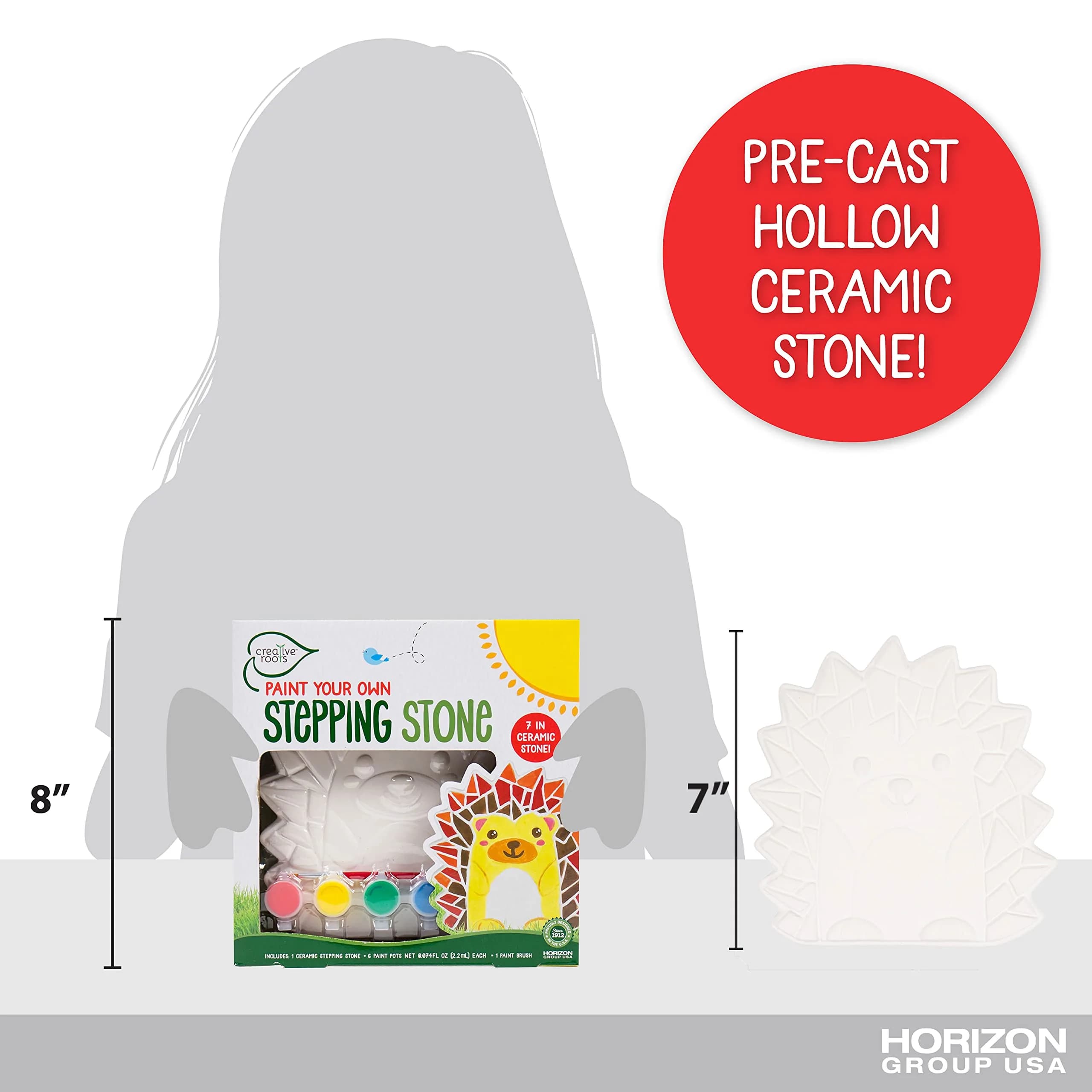 Creative Roots Mosaic Hedgehog Stepping Stone Paint Kit | USA Imported Craft for Kids Ages 6+ - view 4