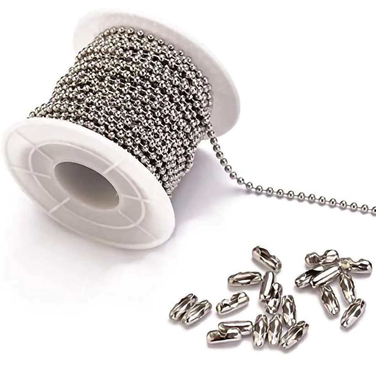 Tiparts Stainless Steel Ball Chains 3mm Width, 30ft Roll with 20 Connectors | Jewelry Making Findings for Necklaces, Keychains, Dog Tags - main product image
