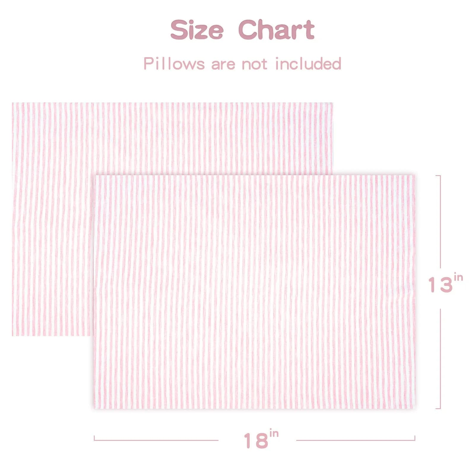 Zenssia Organic Cotton Toddler Pillow Case 33x46 cm (13x18 Inches), 2 Pack Pink Stripe | Soft & Breathable for Baby thumbnail 4
