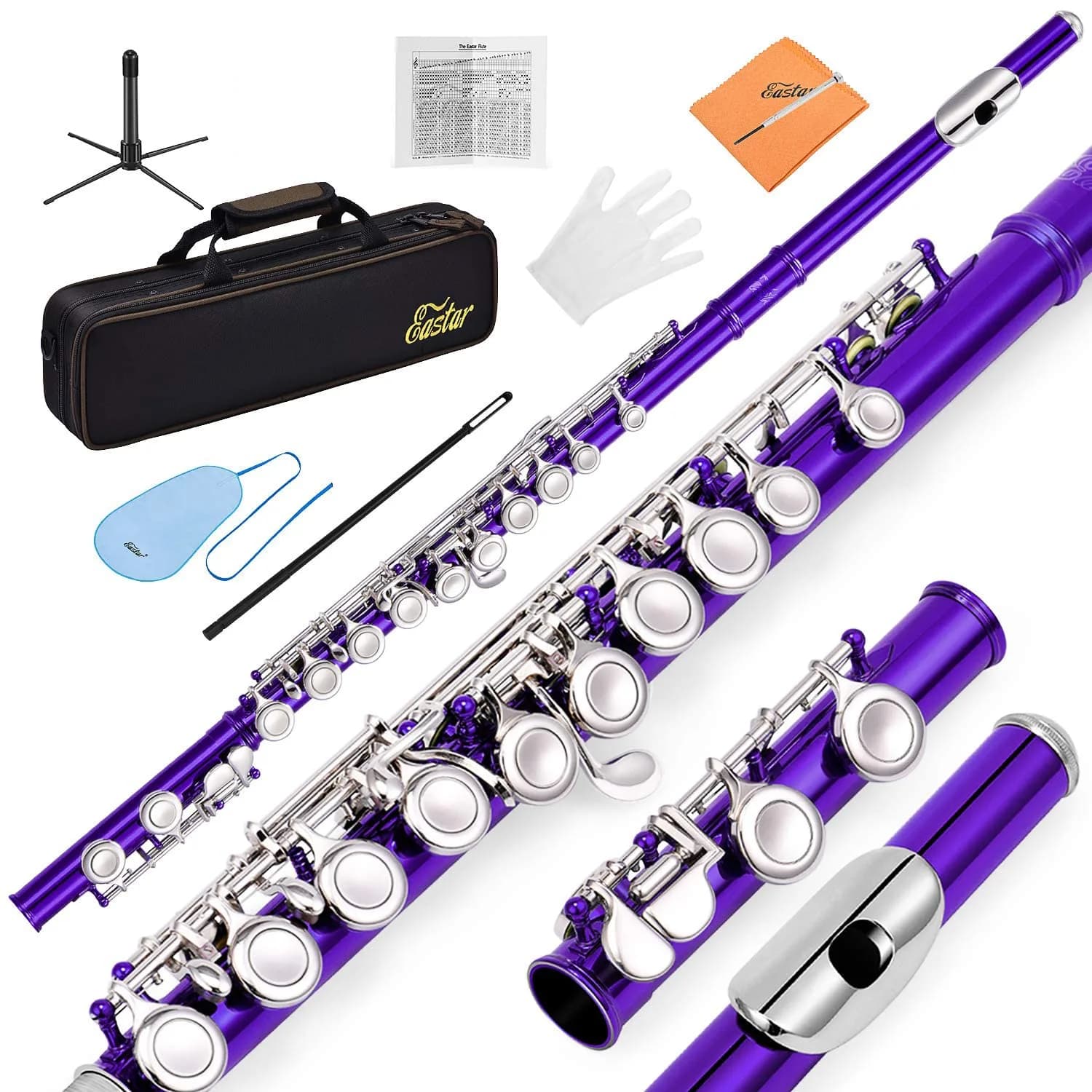 Eastar Purple Closed Hole 16 Keys Flute for Beginners - Student Model with Case & Accessories - main product image