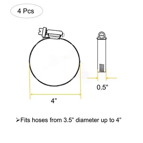 EesTeck 4 Inch 304 Stainless Steel Hose Clamps (4-Pack) | Worm Drive Adjustable Duct Clamps thumbnail 4
