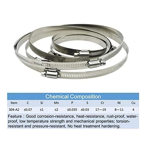 EesTeck 4 Inch 304 Stainless Steel Hose Clamps (4-Pack) | Worm Drive Adjustable Duct Clamps thumbnail 6