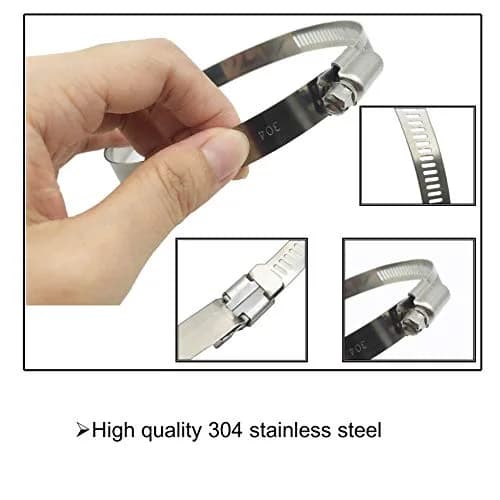EesTeck 4 Inch 304 Stainless Steel Hose Clamps (4-Pack) | Worm Drive Adjustable Duct Clamps thumbnail 2
