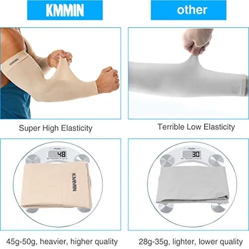 KMMIN Black Arm Sleeves UPF 50+ UV Protection | Cooling & Breathable for Men & Women (2-Pack) thumbnail 5