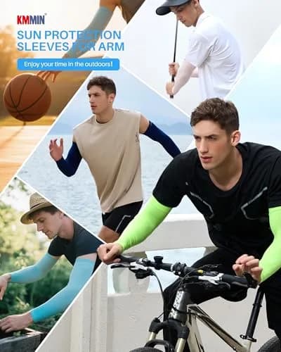 KMMIN Black Arm Sleeves UPF 50+ UV Protection | Cooling & Breathable for Men & Women (2-Pack) thumbnail 7