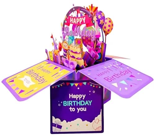 Akeydeco 3D Pop Up Birthday Cards 6.1*5.1 inch | Laser Cut Happy Birthday Greeting Card for Mom, Wife, Sister, Friends thumbnail 5