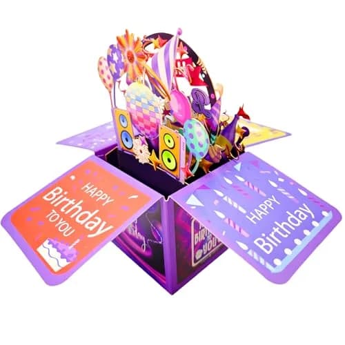 Akeydeco 3D Pop Up Birthday Cards 6.1*5.1 inch | Laser Cut Happy Birthday Greeting Card for Mom, Wife, Sister, Friends thumbnail 6