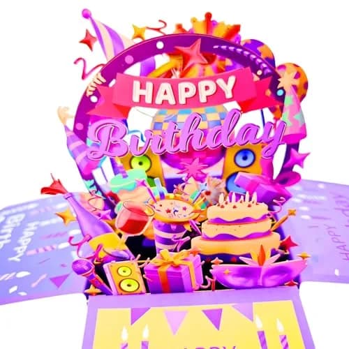 Akeydeco 3D Pop Up Birthday Cards 6.1*5.1 inch | Laser Cut Happy Birthday Greeting Card for Mom, Wife, Sister, Friends thumbnail 2