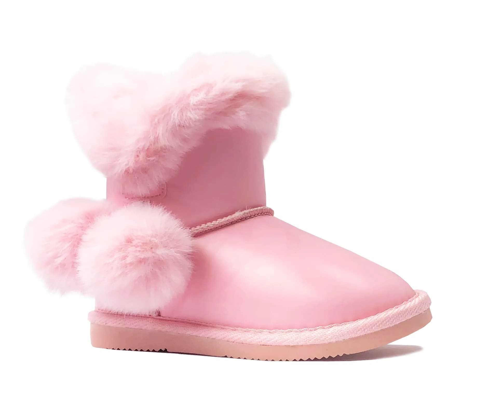 REDVOLUTION Kids Boots Toddler Girls Cute PomPom PU Boot 7 Toddler | Warm, Durable & Flexible Winter Footwear